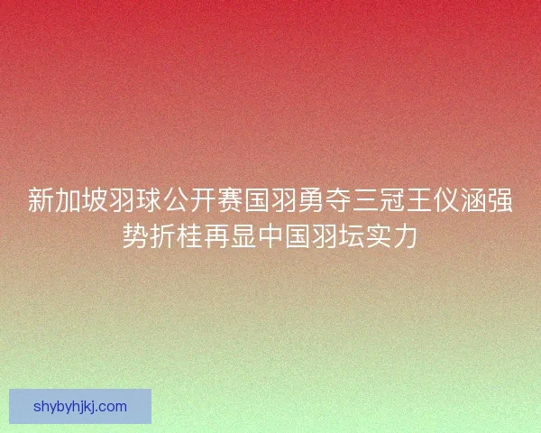 新加坡羽球公开赛国羽勇夺三冠王仪涵强势折桂再显中国羽坛实力 新加坡羽球公开赛国羽勇夺三冠王仪涵强势折桂再显中国羽坛实力