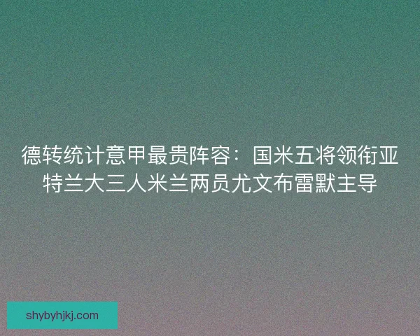 德转统计意甲最贵阵容:国米五将领衔亚特兰大三人米兰两员尤文布雷默主导 德转统计意甲最贵阵容:国米五将领衔亚特兰大三人米兰两员尤文布雷默主导