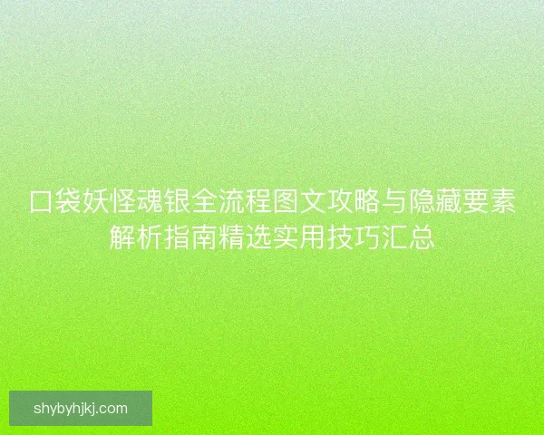 口袋妖怪魂银全流程图文攻略与隐藏要素解析指南精选实用技巧汇总 口袋妖怪魂银全流程图文攻略与隐藏要素解析指南精选实用技巧汇总